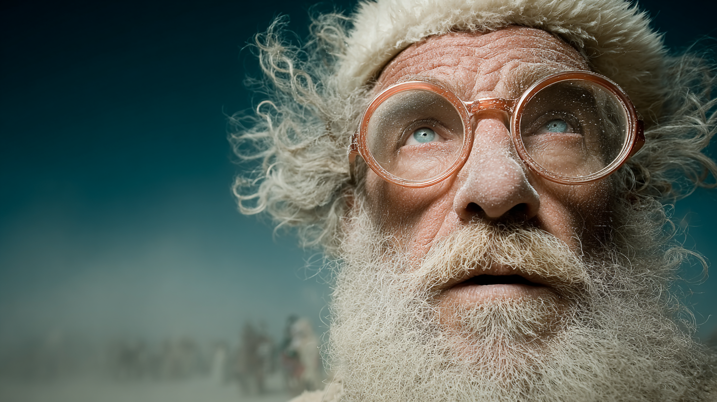 Atmospheric portrait of an elderly man with round glasses, still from a Wise Media short